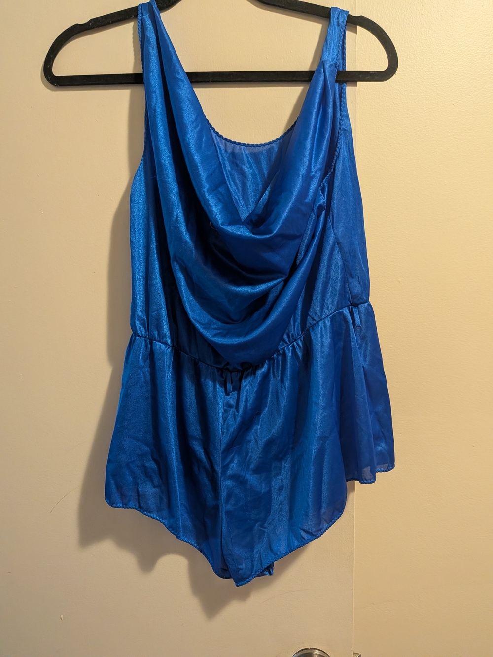 Satin Cowl-Neck Blue Women's Shorts romper